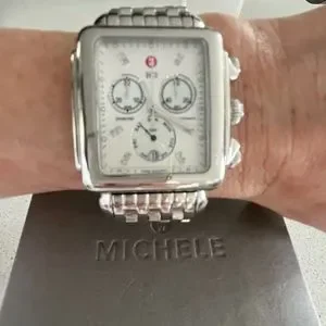 Michele Deco Diamond Chronograph 33mm, 18mm band, extra links included MICHELE Deco Diamond Chronograph Watch Head & Bracelet, 33mm  main image 2